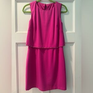 Laundry by Shelli Segal Hot Pink Dress with Embellished Details